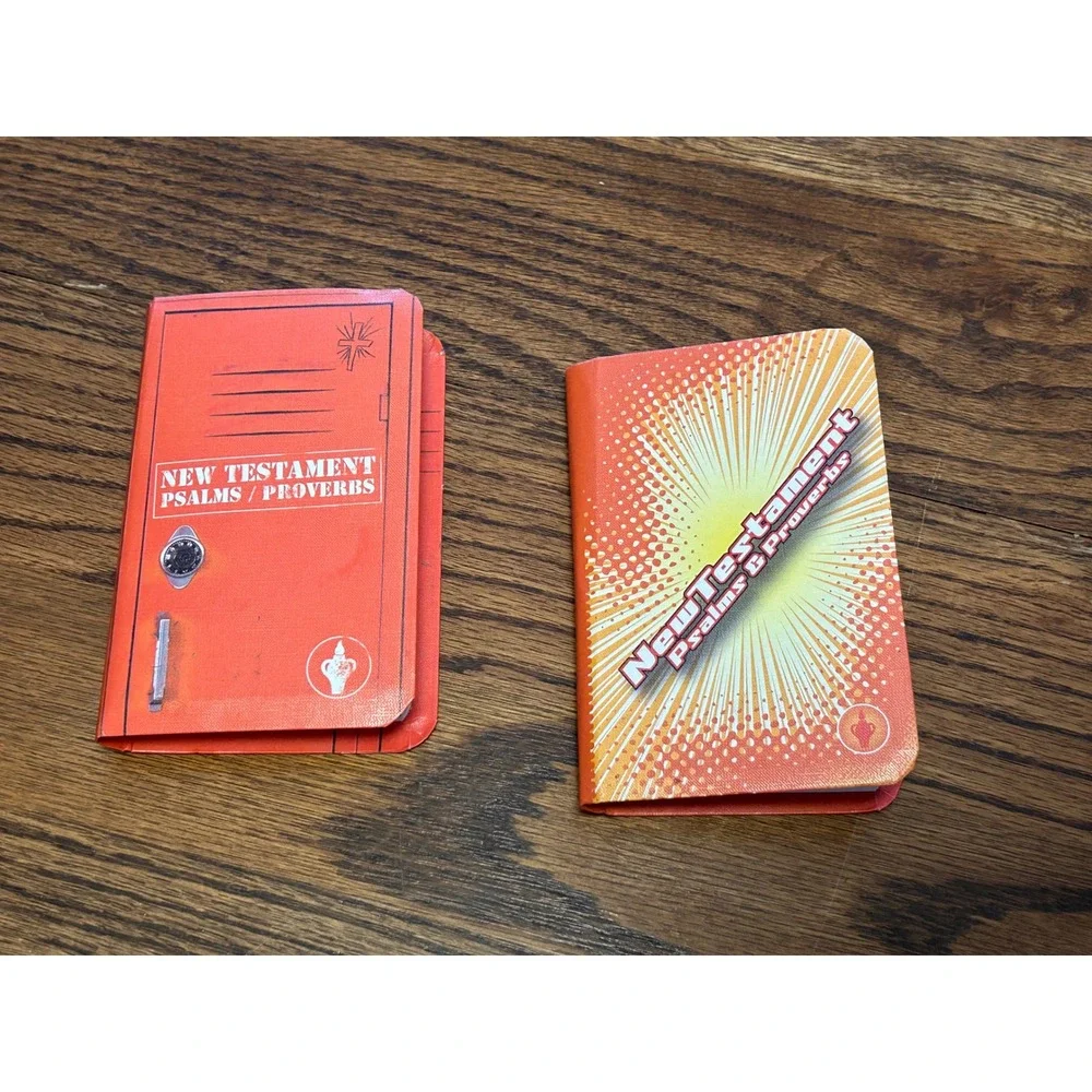 Lot of 2 New Testament Psalms Proverbs Pocket Bible Locker Sunburst Orange Cover